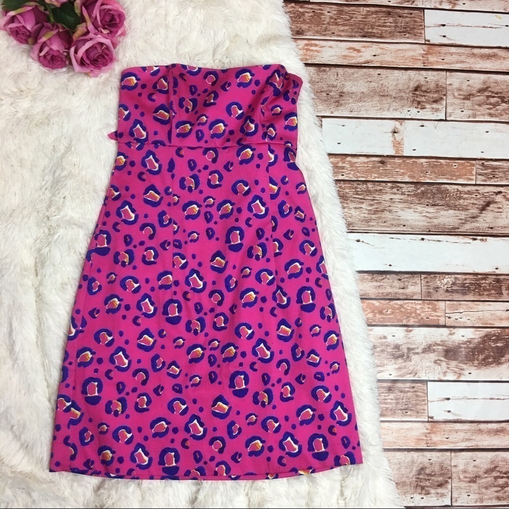 Kaeli Smith Strapless Tie Back Pink Leopard Dress